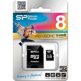 Silicon Power | 8 GB | MicroSDHC | Flash memory class 10 | SD adapter