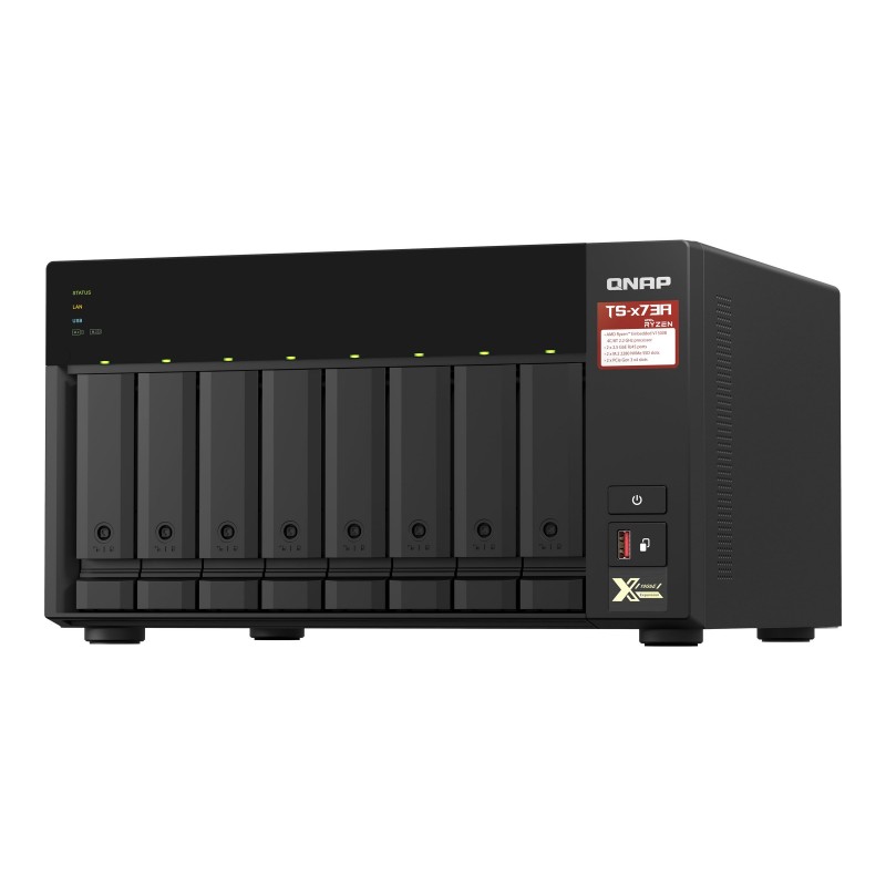 QNAP | 8-Bay QTS and QuTS hero NAS | TS-873A-8G | Up to 8 HDD/SSD Hot-Swap | AMD Ryzen | Ryzen V1500B Quad-Core | Processor freq