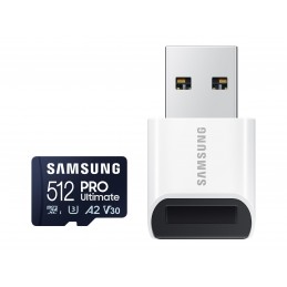 Samsung | MicroSD Card with Card Reader | PRO Ultimate | 512 GB | microSDXC Memory Card | Flash memory class U3, V30, A2