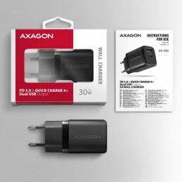 AXAGON Sil wallcharger 2x port (USB-A + USB-C), 30W | ACU-PQ30