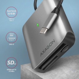 AXAGON Aluminum high-speed USB-C 3.2 Gen 1 memory card reader, 3 slots | CRE-S3C