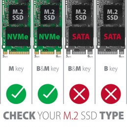 AXAGON External SuperSpeed+ USB-C metal box for M.2 NVMe SSD disks having sizes of up 42 to 80 mm