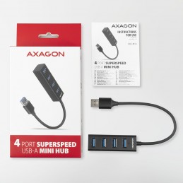 AXAGON Miniature metal four-port USB 3.2 Gen 1 hub | HUE-M1A