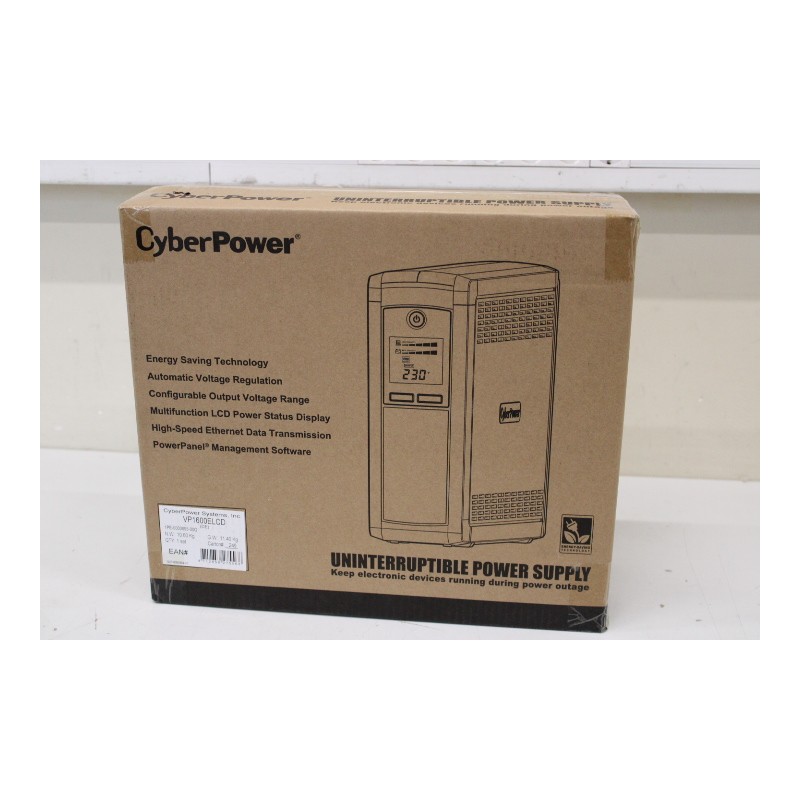 SALE OUT. CyberPower VP1600ELCD Backup UPS Systems | CyberPower | Backup UPS Systems | VP1600ELCD | 1600 VA | 960 W | DAMAGED PA