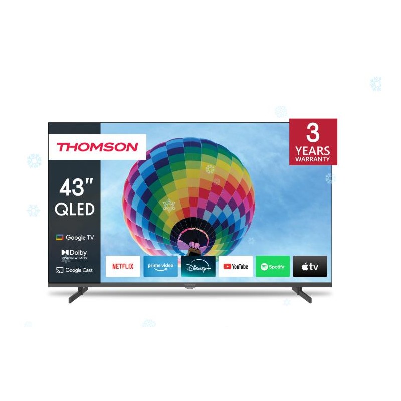 TV Set|THOMSON|43"|4K/Smart|QLED|3840x2160|Wireless LAN|Bluetooth|Google TV|Black|43QG4S14