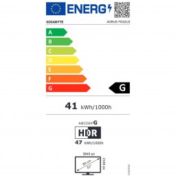 Gigabyte | AORUS FO32U2 EK1 | 31.5 " | OLED | 16:9 | 240 Hz | 0.03 ms | 3840 x 2160 pixels | 250 cd/m | HDMI ports quantity 2 | 