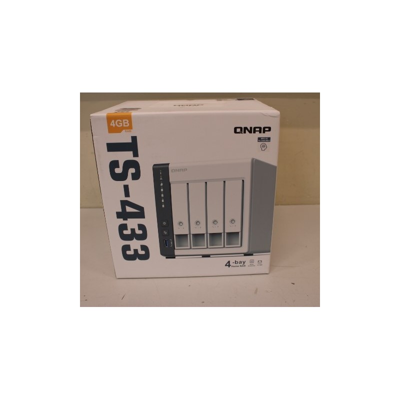 SALE OUT. QNAP TS-433-4G 4 bay ARM 4C 2.0GHz , 4 x SATA 6Gb/s 3.5"/2.5", 4GB RAM on-board,1 x GbE,1 x 2.5GbE,1 x USB3.2 Gen1 and