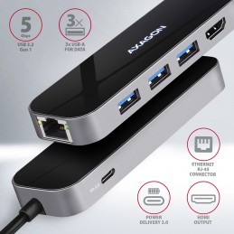 AXAGON SuperSpeed USB-C COMBO 6in1 Hub | HMC-6GL