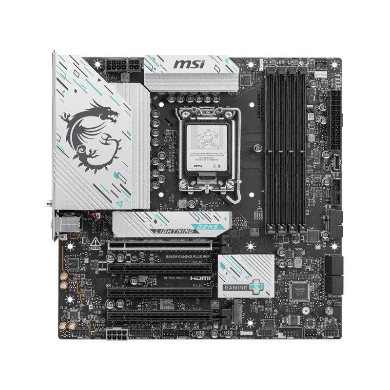 MSI B860M GAMING PLUS WIFI | Processor family Intel | Processor socket LGA1851 | DDR5 | Supported hard disk drive interfaces SAT