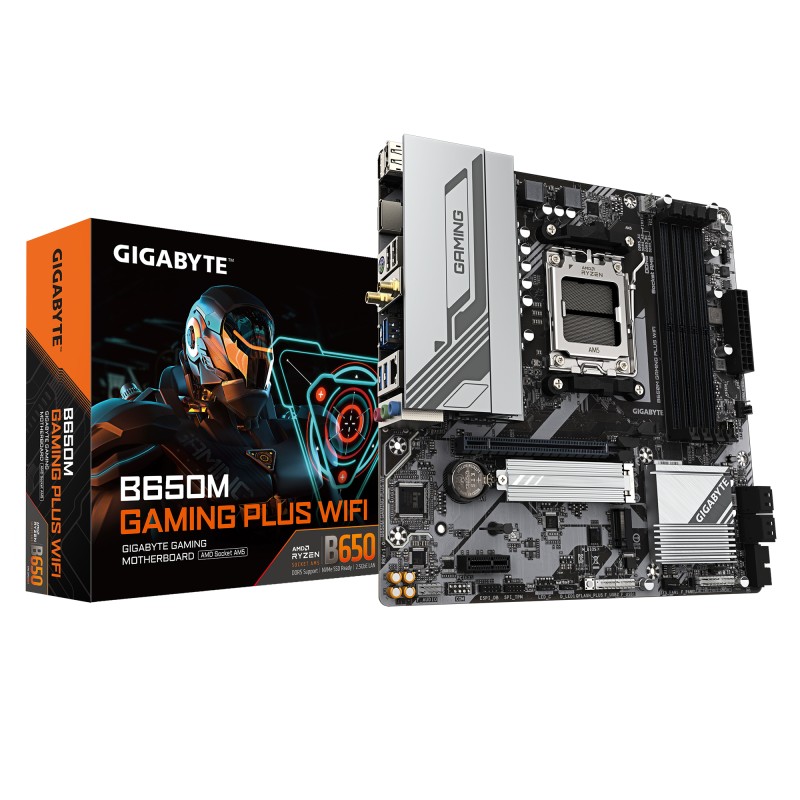 Gigabyte B650M GAMING PLUS WF | Processor family AMD | Processor socket AM5 | DDR5 | Supported hard disk drive interfaces M.2, S