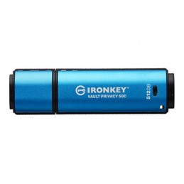 Kingston Flash Drive | IronKey Vault Privacy 50C AES-256 Encrypt | 512 GB | USB-C | Blue