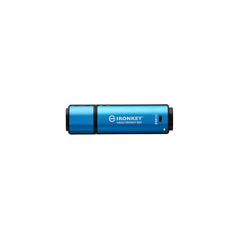 Kingston Flash Drive | IronKey Vault Privacy 50C AES-256 Encrypt | 512 GB | USB-C | Blue