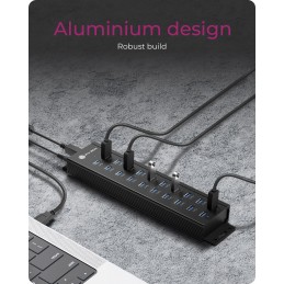Raidsonic | 20-in-1 USB HUB with power supply, on/off button and mounting brackets | IB-HUB1720-U3