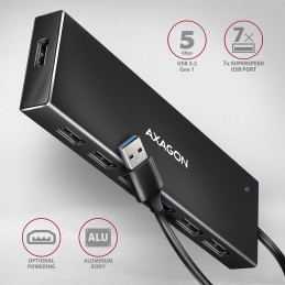 AXAGON SuperSpeed USB-A FLAT Hub | HUE-F7A