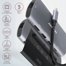 AXAGON SuperSpeed USB-C Combo 6in1 Hub | HMC-6M2