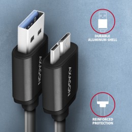 AXAGON Data and charging cable, 1 m | BUMM3-AM10AB | USB Type A to USB Type Micro-B