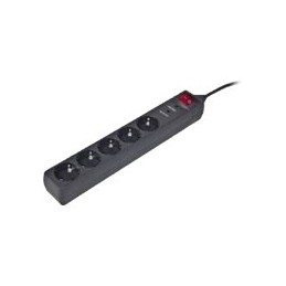 Surge Protector SPG5-C-5/ 1.5 m/ 5 Sockets/ Black