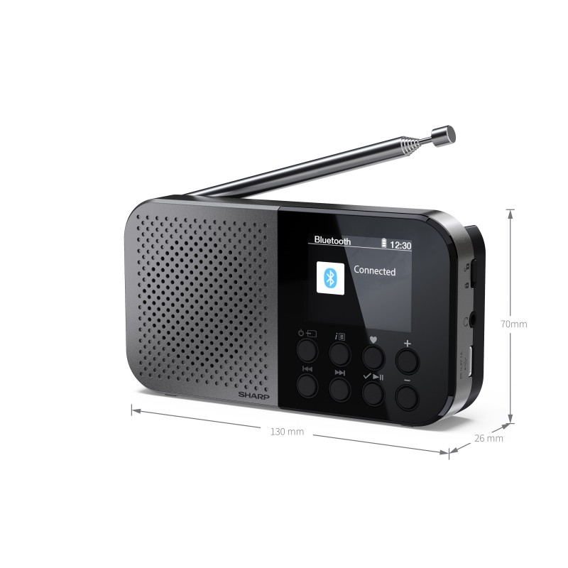 Sharp DR-P520(GY) OSAKA Pocket/Handheld Portable Digital Radio, Grey | Sharp