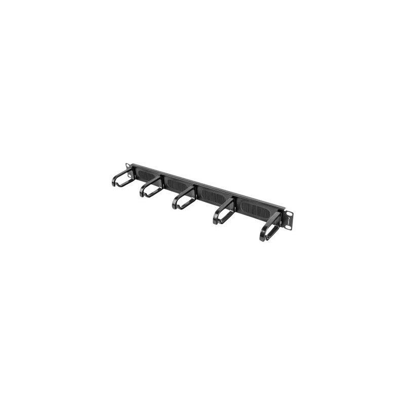 Lanberg 19" cable management brush panel 5 rings type B 1U, black | Lanberg