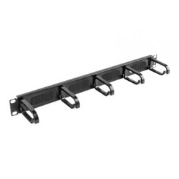 Lanberg 19" cable management brush panel 5 rings type B 1U, black | Lanberg