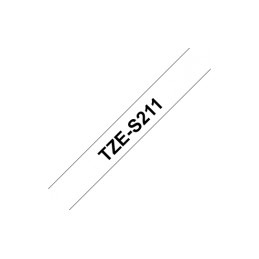 Brother | TZe-S211 Strong Adhesive Laminated Tape | Black on White | TZe | 8 m | 6 cm