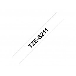 Brother | TZe-S211 Strong Adhesive Laminated Tape | Black on White | TZe | 8 m | 6 cm