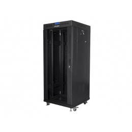 Lanberg | Rack cabinet 19" free-standing 27U/600x600 (flat pack) with glass door lCD V2 | FF01-6627-12BL | Black