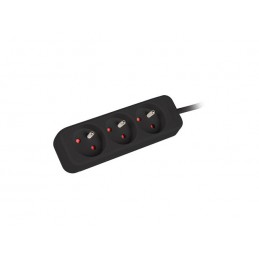 Lanberg Cable Power Strip, 3X French Outlets Quality-Grade Copper, 1.5 m | PS0-03E-0150-BK