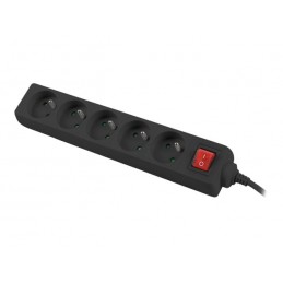 Lanberg Cable Power Strip, 5X French Outlets with Switch, Quality-Grade Copper, 1.5 m | PS1-05E-0150-BK