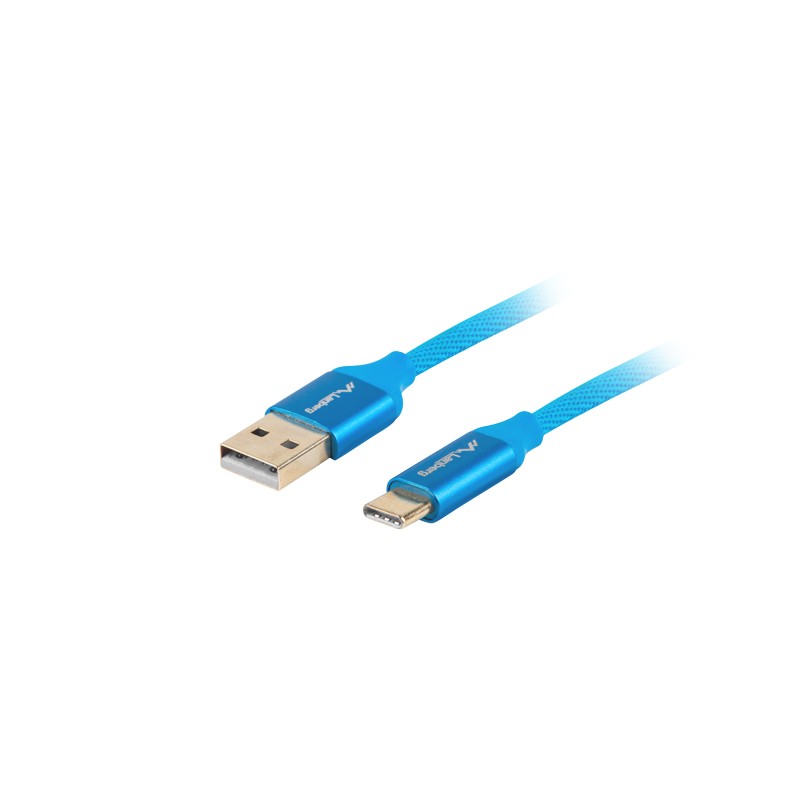 Lanberg USB Type-C to USB Type-A 2.0 Cable Blue Premium QC 3.0, 1 m | CA-USBO-22CU-0010-BL | USB Type-C to USB Type-A