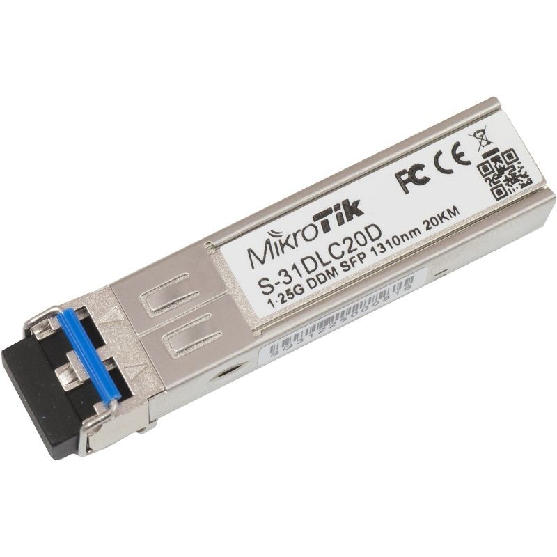 MikroTik | S-31DLC20D | SFP | Single-Mode Fiber | Dual LC | 10/100/1000 Mbit/s | Wavelength 1310 nm | Maximum transfer distance 