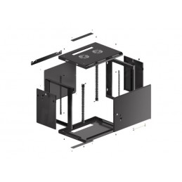 Lanberg | Rack cabinet 19" wall-mount 9U/600x450 for self-assembly with metal door (flat pack) | WF01-6409-00B | Black