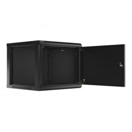 Lanberg | Rack cabinet 19" wall-mount 9U/600x600 (flat pack) for self-assembly with metal door | WF01-6609-00B | Black