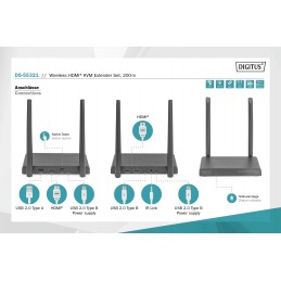 Digitus | Wireless HDMI KVM Extender Set, 200 m | DS-55321