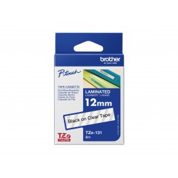 Brother | TZe-131 Laminated Tape | Black on Clear | TZe | 8 m | 1.2 cm