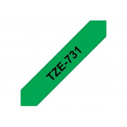 Brother | TZe-731 Laminated Tape | Black on Green | TZe | 8 m | 1.2 cm