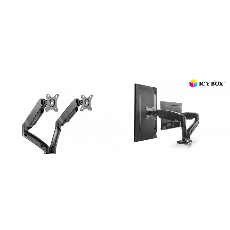 ICY BOX IB-MS304-T, Monitor stand with desk mounted base, for two screens, size up to 27'' | Raidsonic