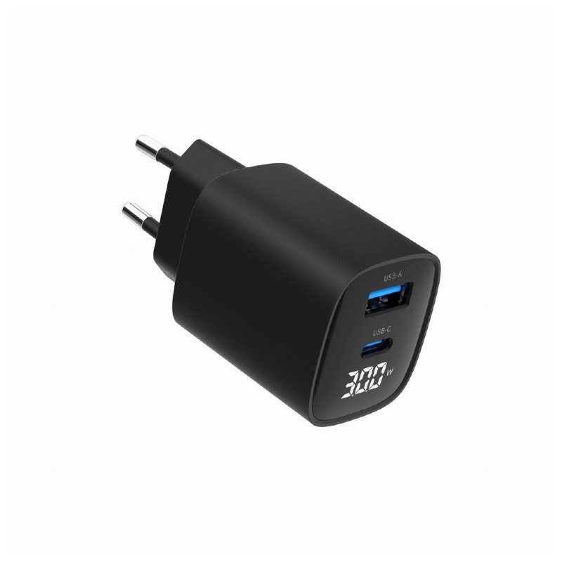 Gembird 2-port 30W USB fast charger, LCD | TA-UC-PDQC30LCD-BK-01