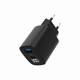 Gembird 2-port 30W USB fast charger, LCD | TA-UC-PDQC30LCD-BK-01