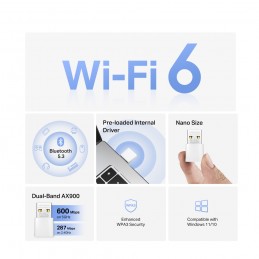 Mercusys AX900 Nano Wi-Fi 6 Bluetooth USB Adapter | MA60XNB