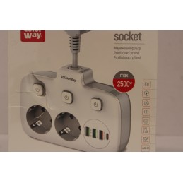 SALE OUT. ColorWay CW-CHE24PDW Power Socket: 2xEU plugs/3xUSB-A/1xUSB-C White 2.5M | ColorWay Power Socket | CW-CHE24PDW | DAMAG