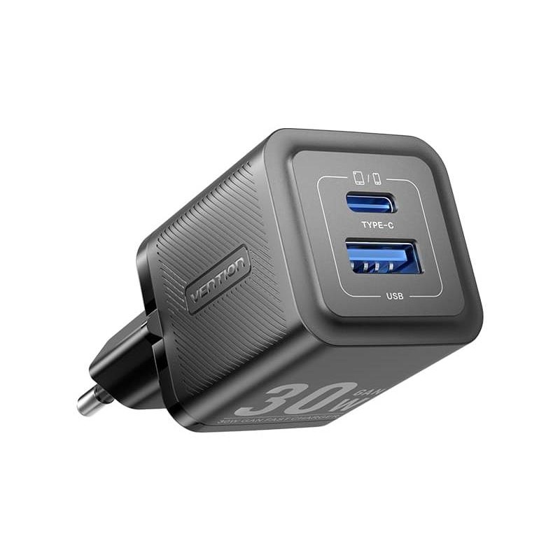 MOBILE CHARGER WALL 30W USB-C/2P BLACK FEQB0-EU VENTION