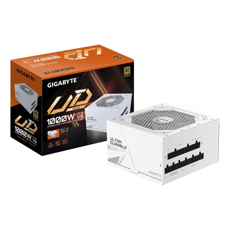 Power Supply|GIGABYTE|UD1000GM PG5 ICE|ATX 3.1|1000 Watts|Efficiency 80 PLUS GOLD|PFC Active|MTBF 100000 hours|GP-UD1000GMPG5ICE