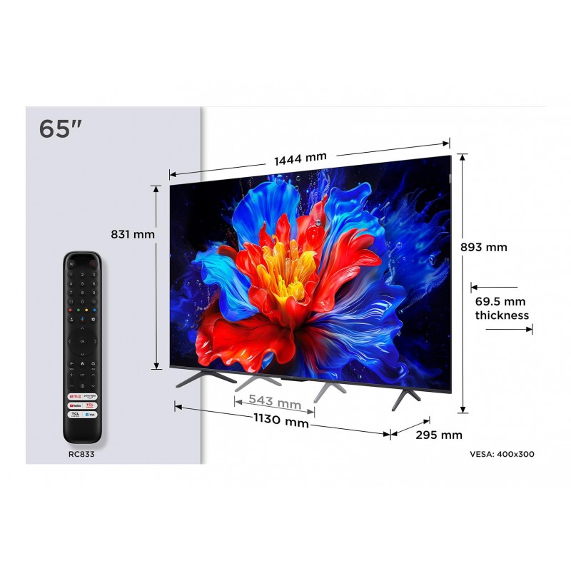 TV Set|TCL|65 "|4K Ultra HD|3840 x 2160 pixels|Flat|16:9|QLED|65P8K