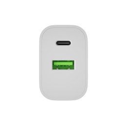 Natec Ribera USB Charger 1X USB-A + 1X USB-C 20W, White