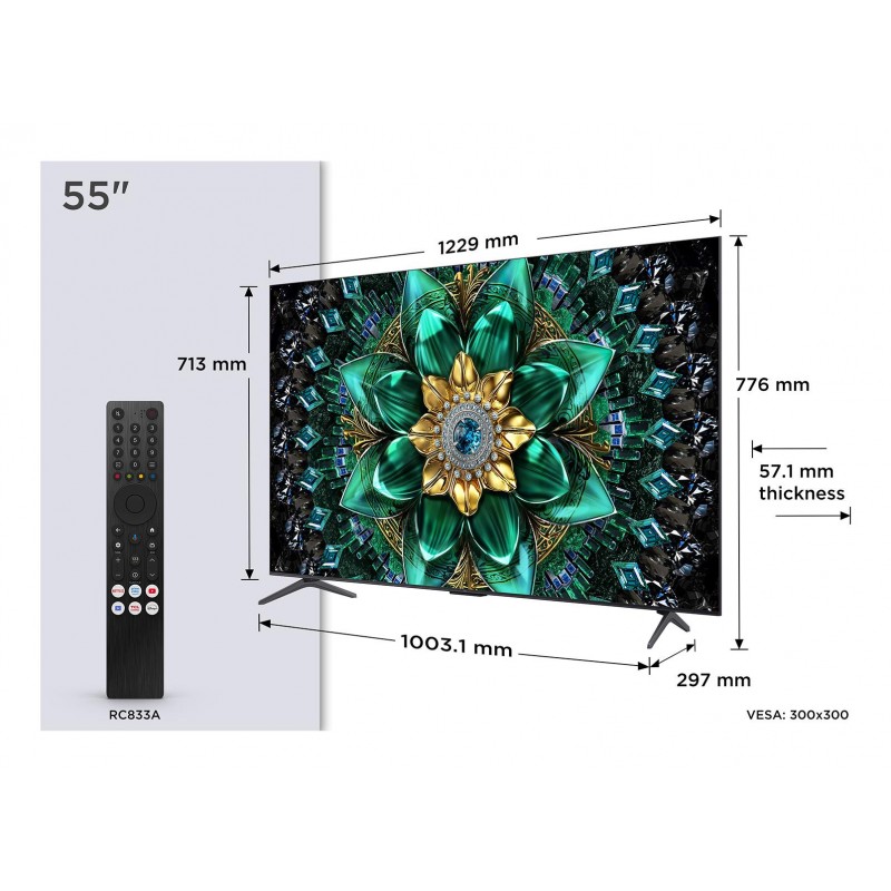 TV Set|TCL|55 "|4K Ultra HD|3840 x 2160 pixels|Flat|16:9|QD-Mini LED|55Q6C
