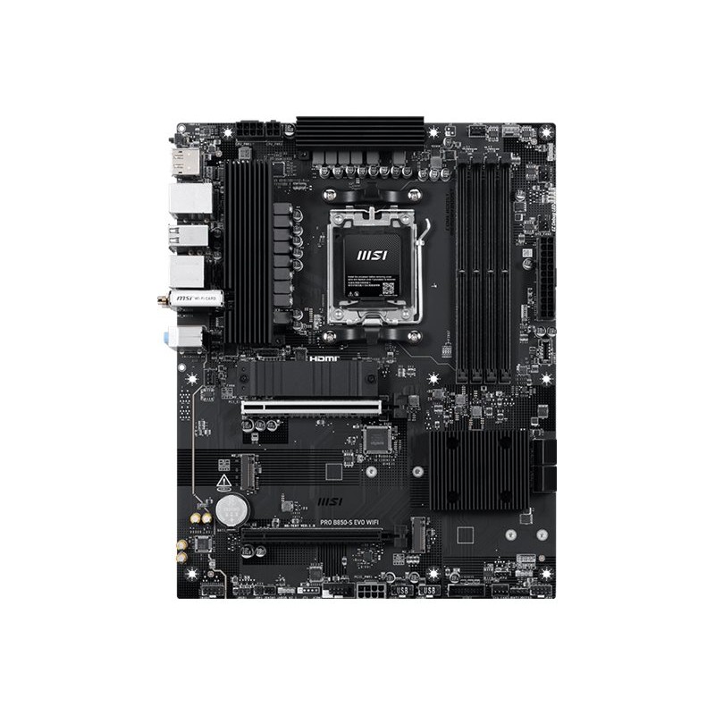 MSI PRO B850-S EVO WIFI | Processor family AMD | Processor socket AM5 | DDR5 | Supported hard disk drive interfaces SATA, M.2 | 