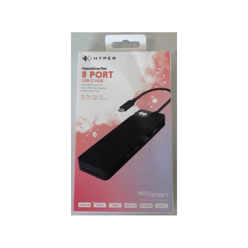 SALE OUT. Hyper HyperDrive Flex 8 Port USB-C Hub, Black | Hyper HyperDrive Flex 8 Port USB-C Hub, Black | HD4102BKGL | HDMI port