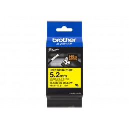 Brother | HSe-611E Heat shrink tube | Black On Yellow | TZe | Roll (0.52 cm x 1.5 m) | 0.52 x 150 cm