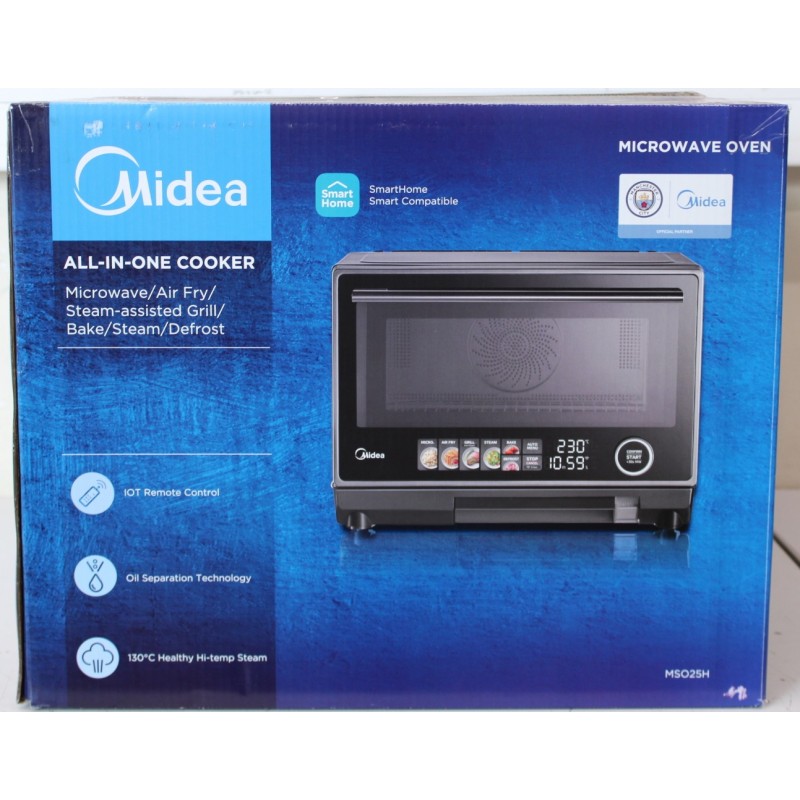 SALE OUT. Midea MSO25H Microwave oven with Grill, Airfry and Steam function, 25 L, Black | Midea Microwave oven | MSO25H | Free 